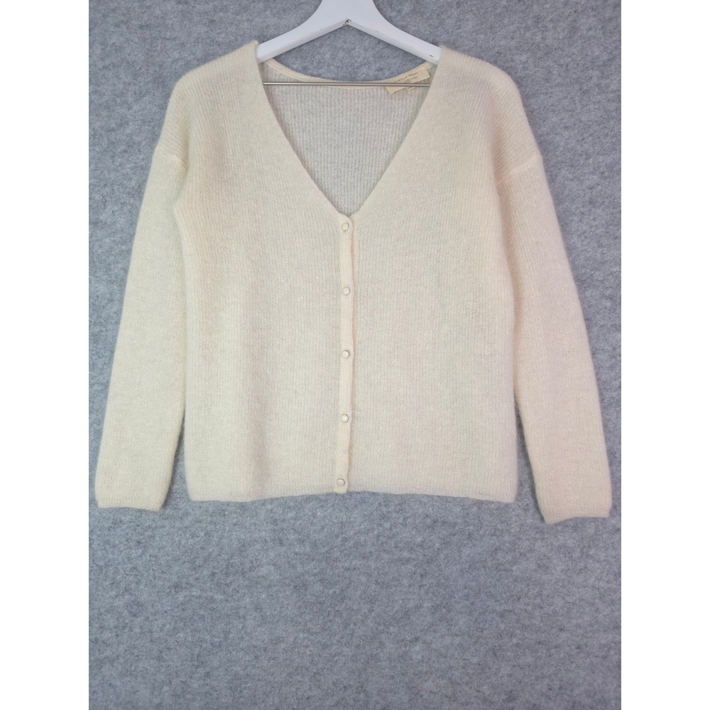 Sezane Barry Cardigan Women XS Ecru Mohair Alpaca Blend Reversible Knit Sweater - Picture 2 of 9